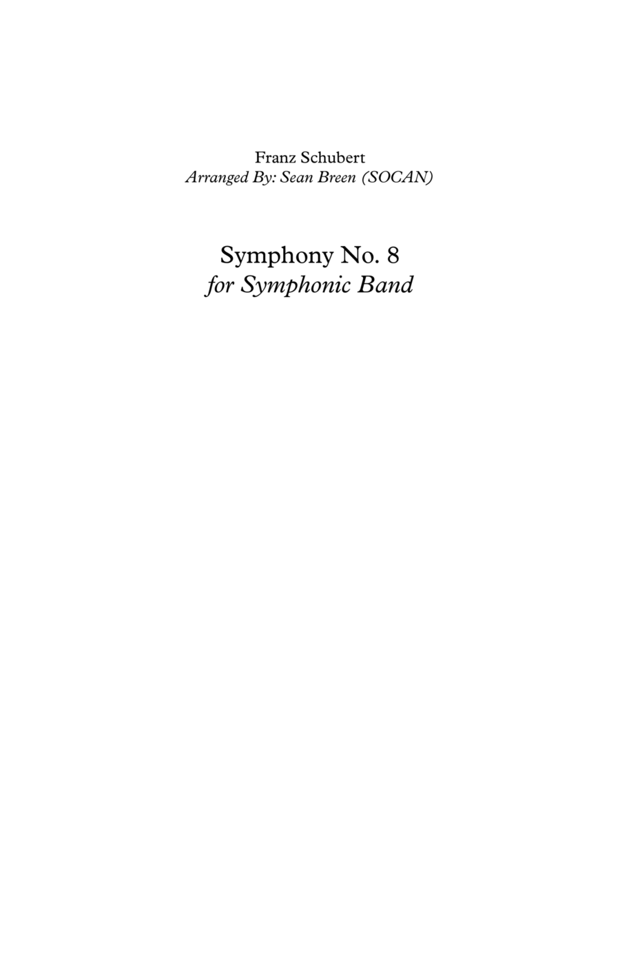 Schubert's Unfinished Symphony - First Movement Concert Band scores gallery preview page 1