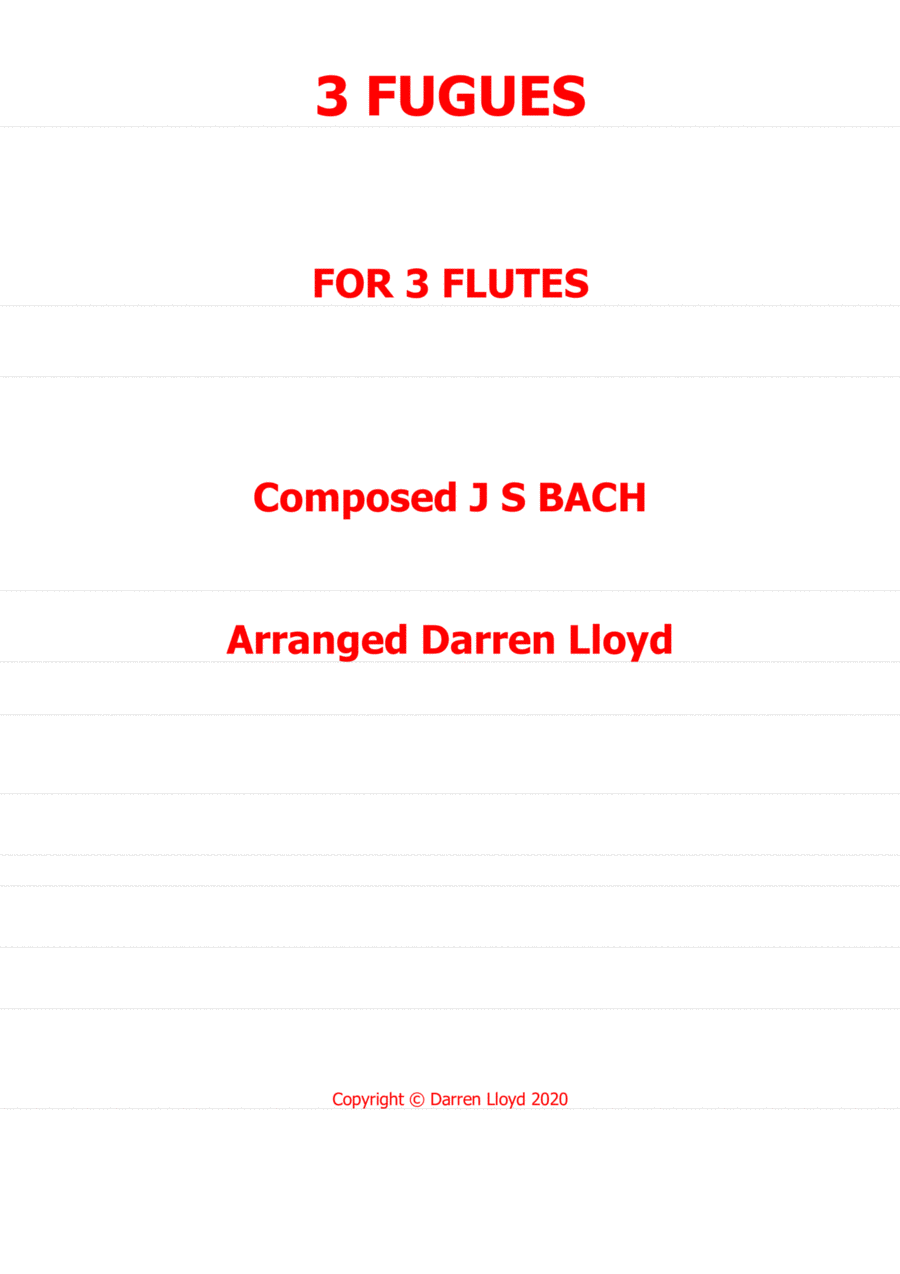 3 Fugues J S Bach - Flute trio Flute Trio scores gallery preview page 1