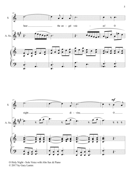 O HOLY NIGHT (Soprano Solo with Alto Sax & Piano - Score & Parts included) image number null