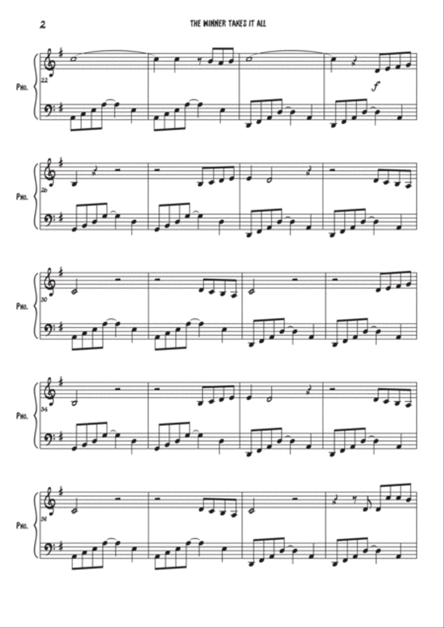 The Winner Takes It All Easy Piano scores gallery preview page 2