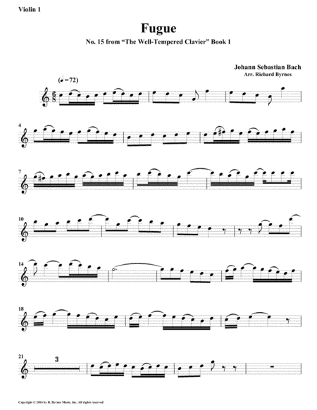 Fugue 15 from Well-Tempered Clavier, Book 1 (String Quartet) image number null
