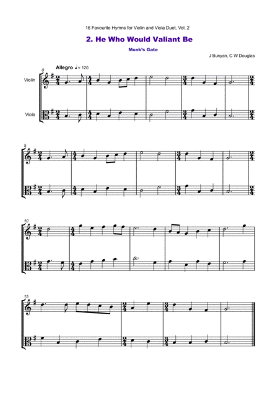 16 Favourite Hymns Vol.2 for Violin and Viola Duet String Duet scores gallery preview page 3