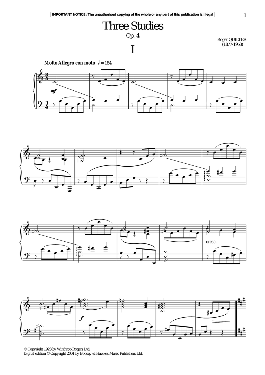 Three Studies, Op. 4, I. Three Studies, Op. 4, I. Piano Method scores gallery preview page 1