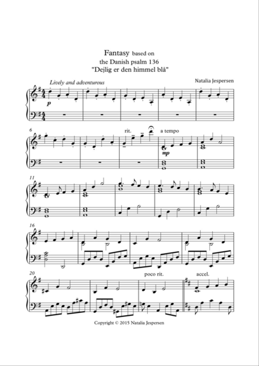 Dejlig er den himmel blå (Fantasy) Piano Solo scores gallery preview page 2