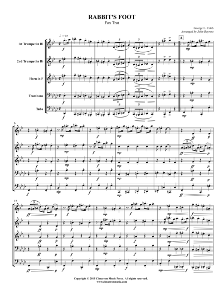 Rabbit's Foot Brass Quintet scores gallery preview page 1