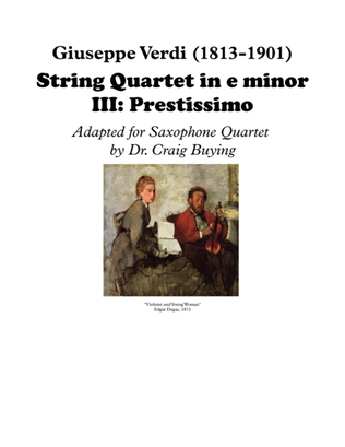 Verdi: Prestissimo from String Quartet in e for Saxophone Quartet