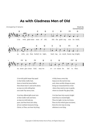 As with Gladness Men of Old (Key of B Major)