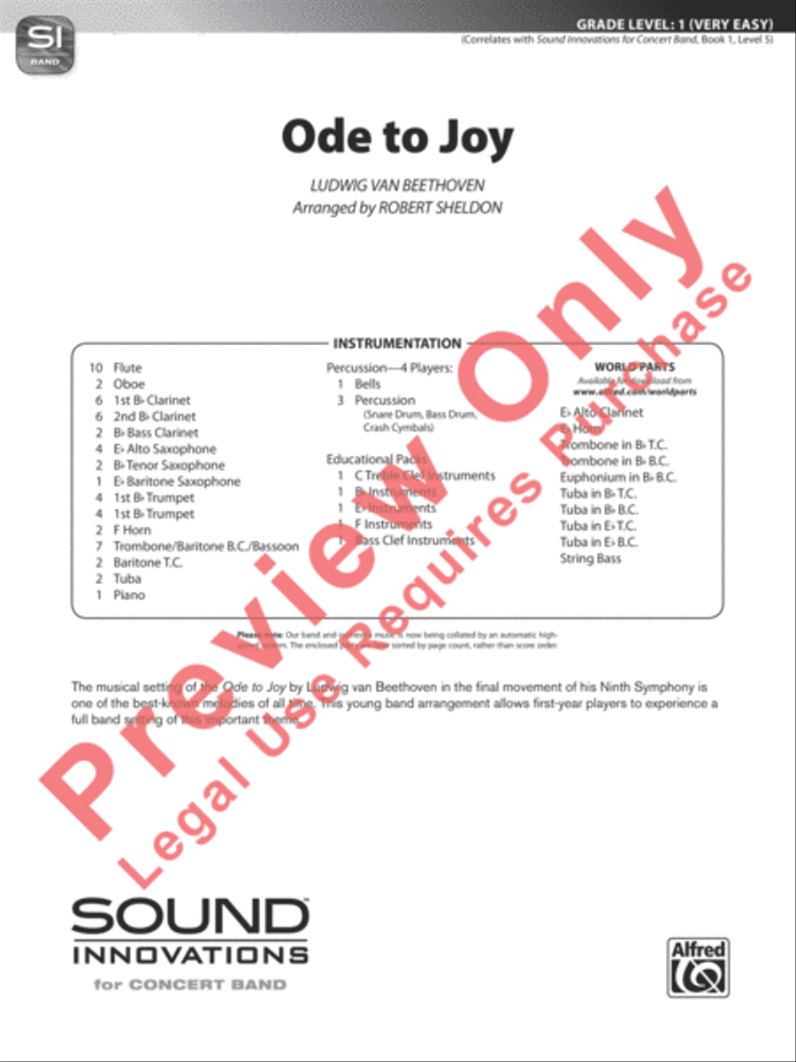 Ode to Joy Concert Band scores gallery preview page 2