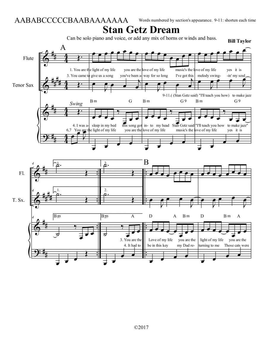 Stan Getz Dream Small Ensemble scores gallery preview page 1
