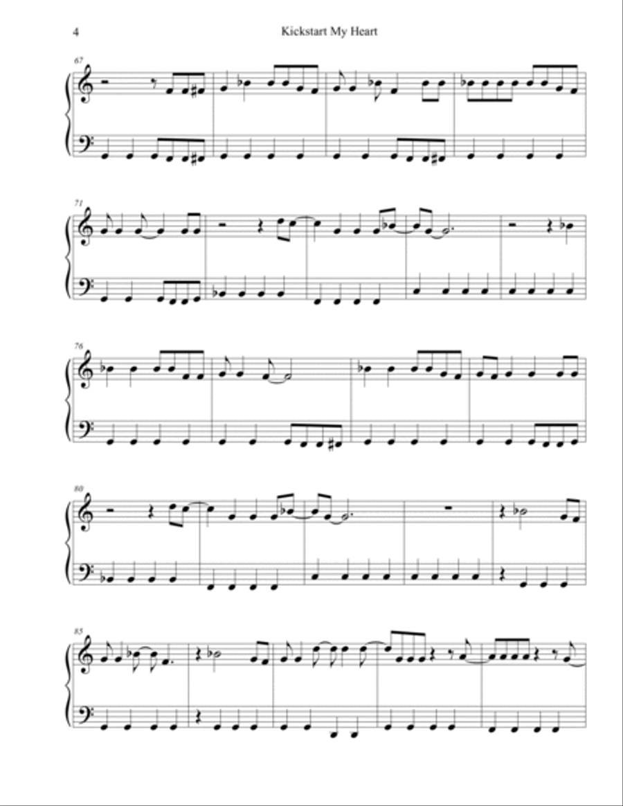 Kickstart My Heart Easy Piano scores gallery preview page 4