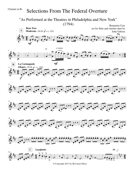 1794! Federal Overture for Flute and Clarinet Duet