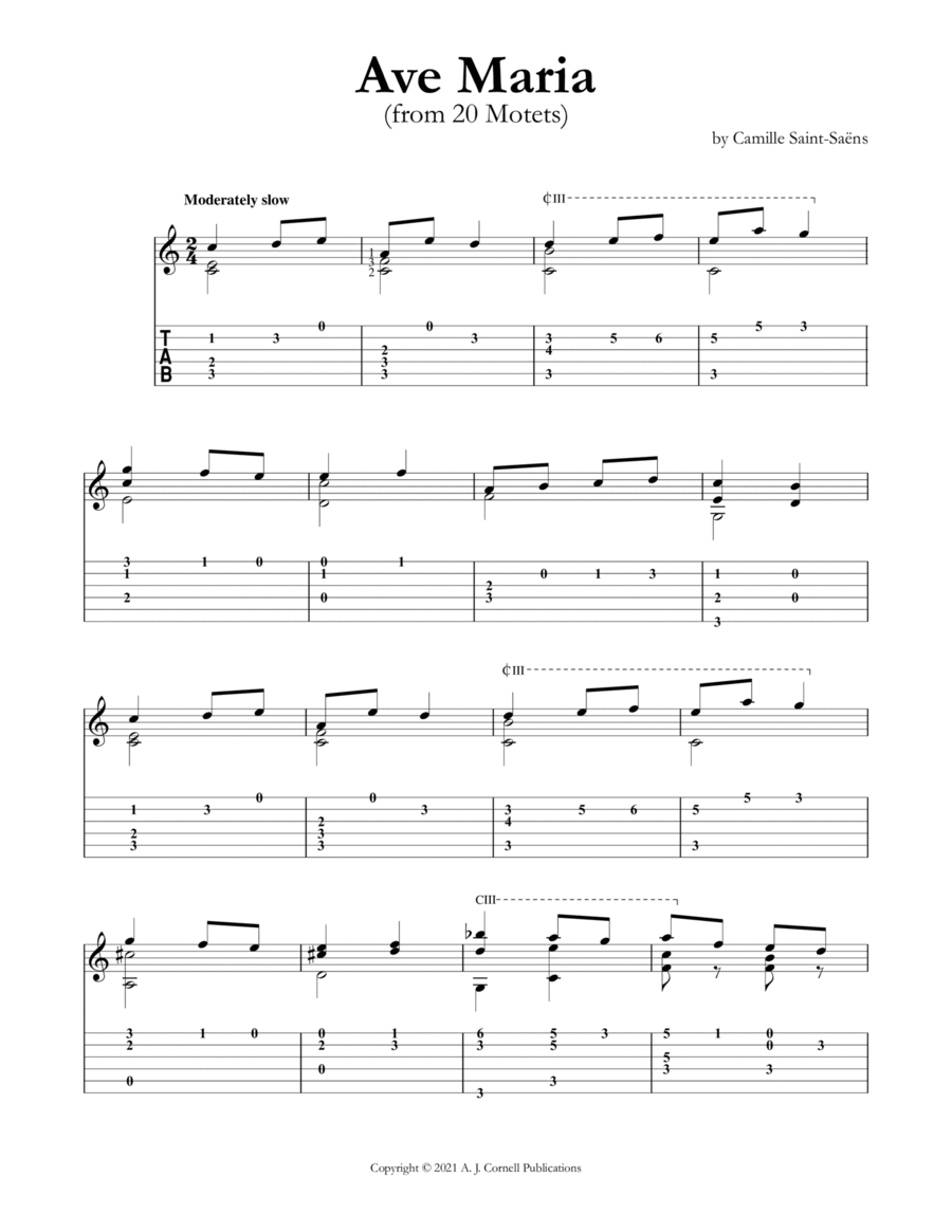 Ave Maria Classical Guitar scores gallery preview page 1