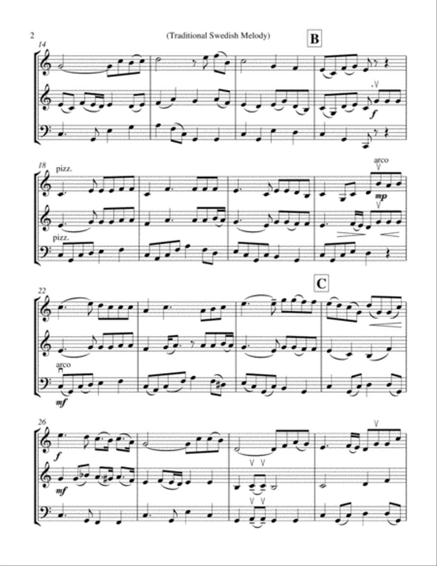 Swedish Folk Melody for String Trio (Violin 1, Violin 2, Cello) String Trio scores gallery preview page 3