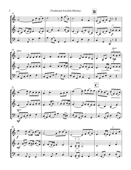 Swedish Folk Melody for String Trio (Violin 1, Violin 2, Cello)