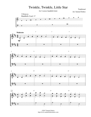 Twinkle, Twinkle, Little Star - for 3-octave handbell choir