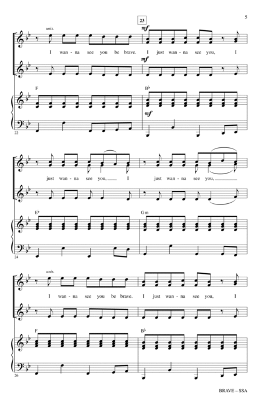 Brave (arr. Audrey Snyder) SSA scores gallery preview page 4