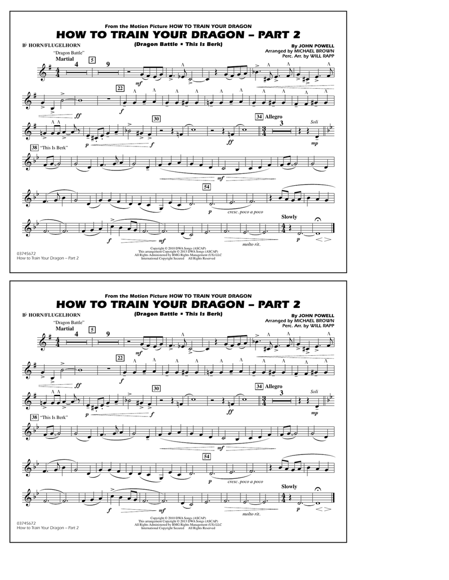 How To Train Your Dragon Part 2 - Bb Horn/Flugelhorn Marching Band scores gallery preview page 1