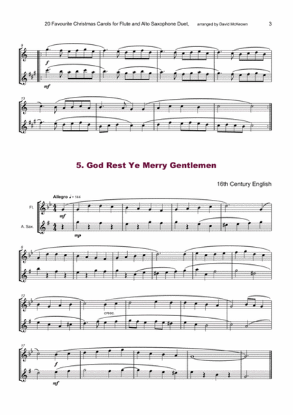 20 Favourite Christmas Carols for Flute and Alto Saxophone Duet image number null
