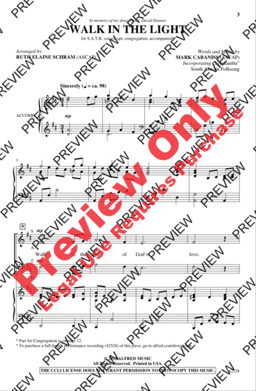 Walk in the Light Walk in the Light 4-Part scores gallery preview page 3