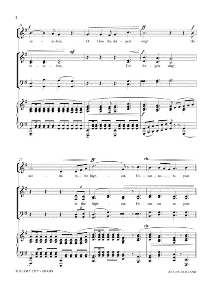The Holy City for Alto Voice, SATB Chorus and Piano (Key of G) image number null