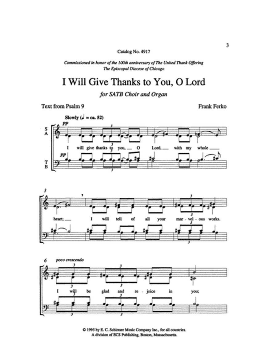 I Will Give Thanks to You, O Lord (Downloadable)