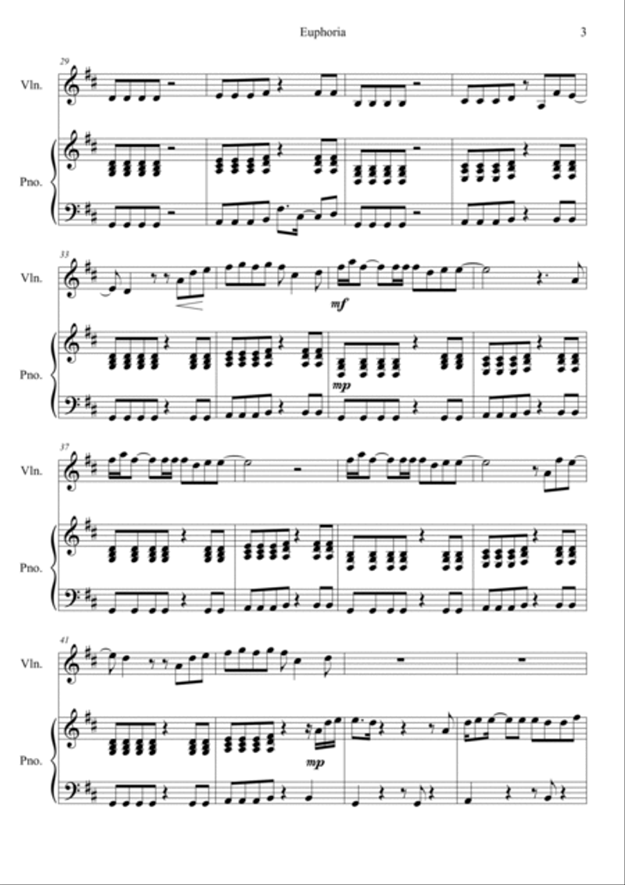 Euphoria Euphoria Violin Solo scores gallery preview page 3