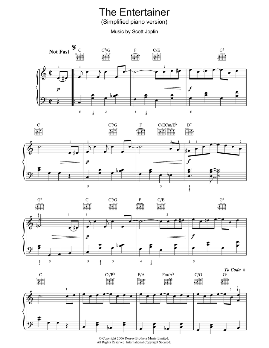 The Entertainer The Entertainer Easy Piano scores gallery preview page 1