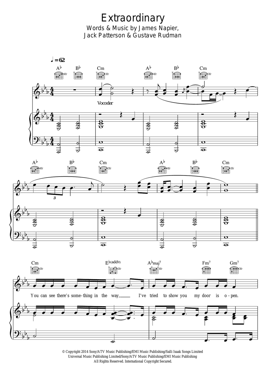 Extraordinary Piano, Vocal, Guitar scores gallery preview page 1