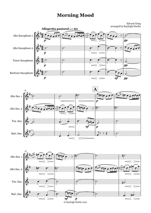 Morning Mood by Edvard Grieg - Saxophone quartet (AATB)