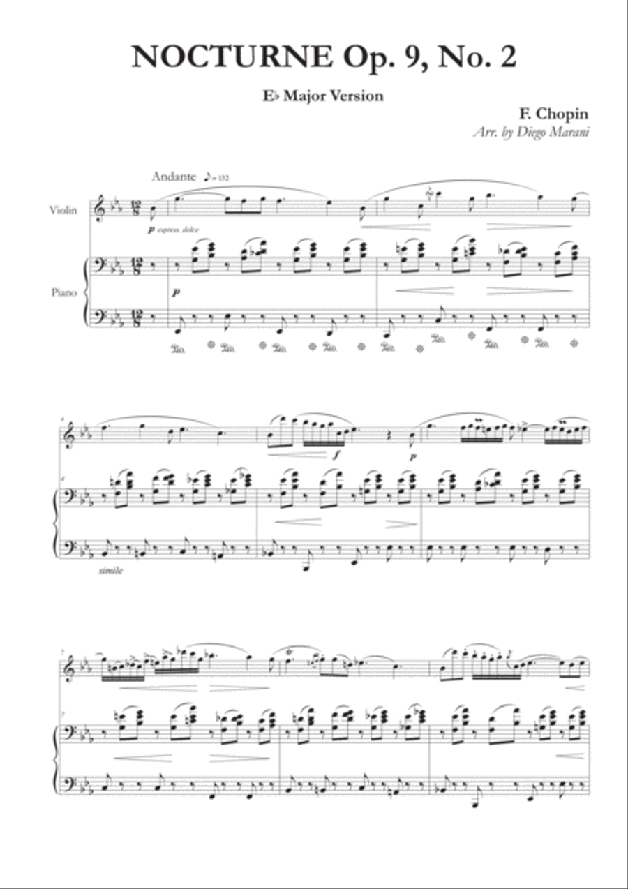 Nocturne Op. 9, No. 2 for Violin and Piano Violin Solo scores gallery preview page 5