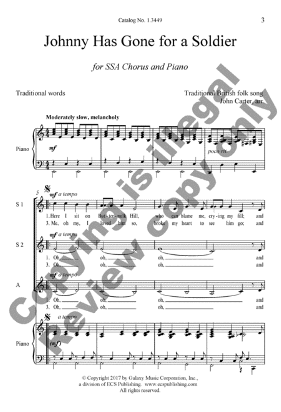Johnny Has Gone for a Soldier SSA scores gallery preview page 8
