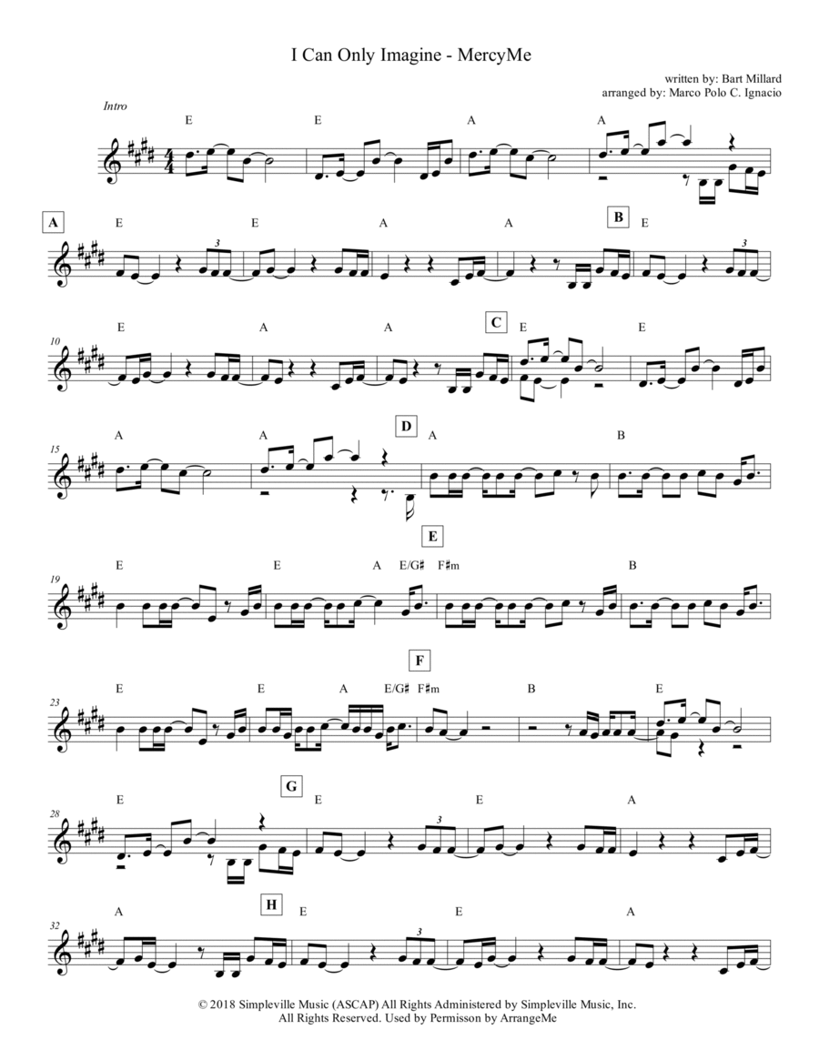 I Can Only Imagine Piano scores gallery preview page 1
