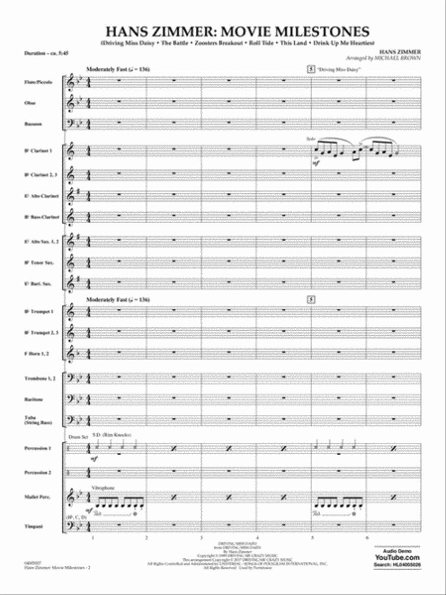 Hans Zimmer: Movie Milestones Concert Band scores gallery preview page 3