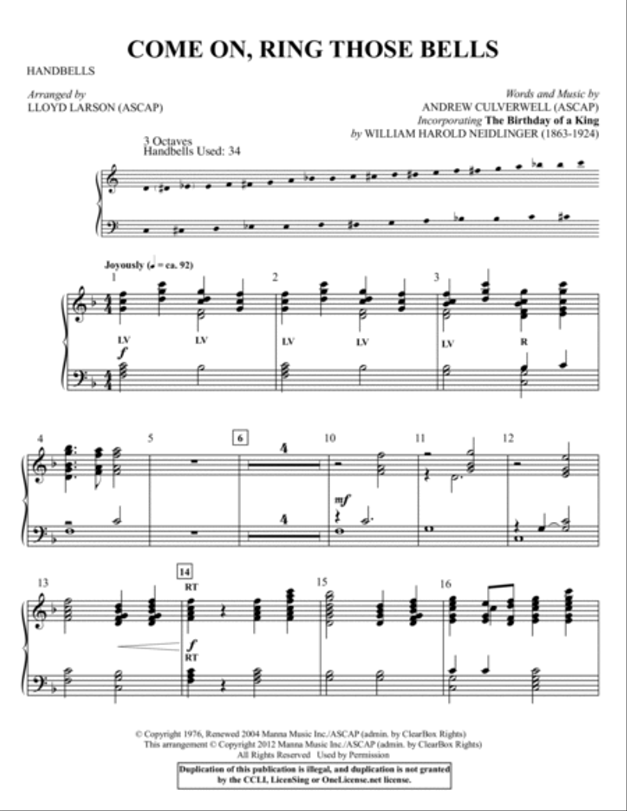 Come On, Ring Those Bells Handbell Choir scores gallery preview page 5