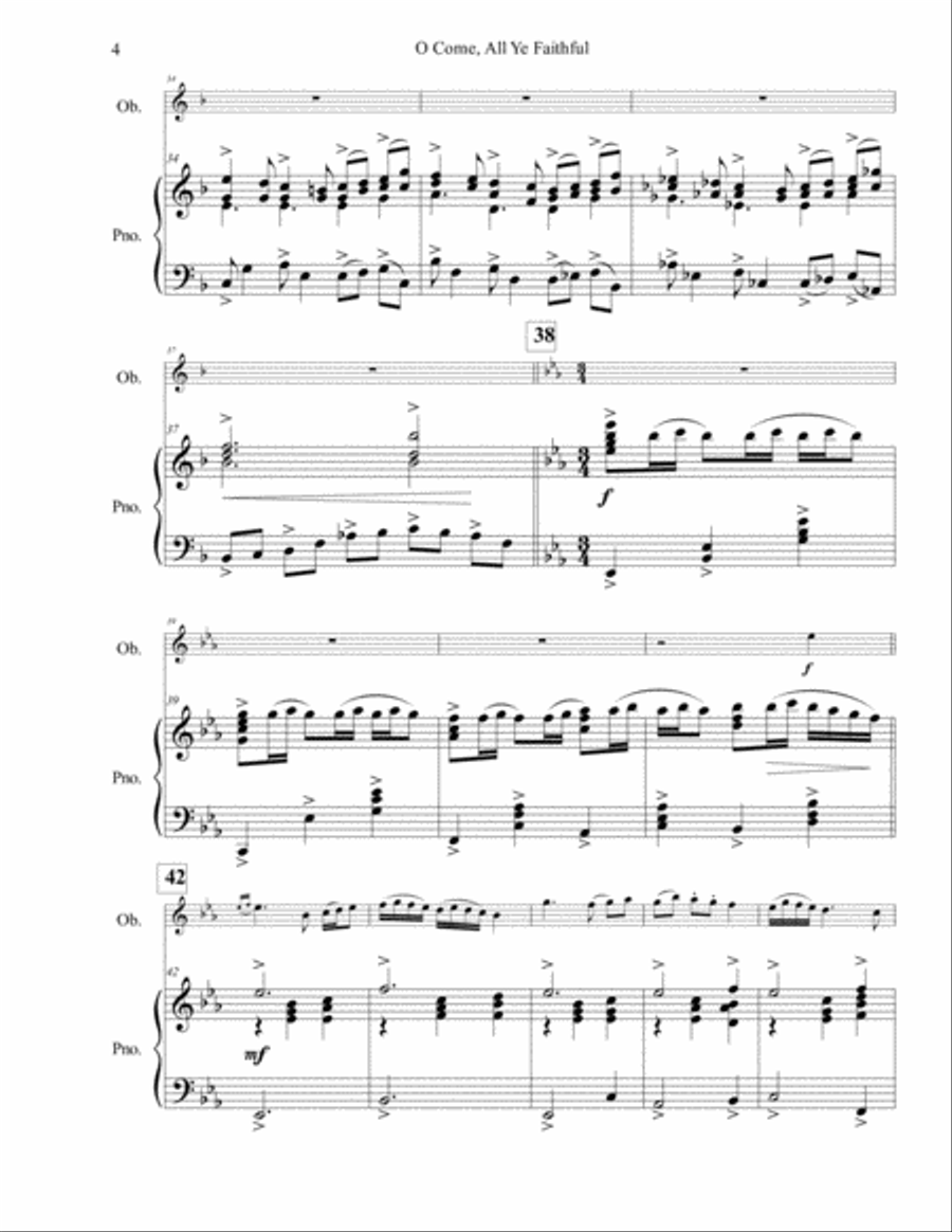 O Come, All Ye Faithful for Solo Oboe Piano scores gallery preview page 5