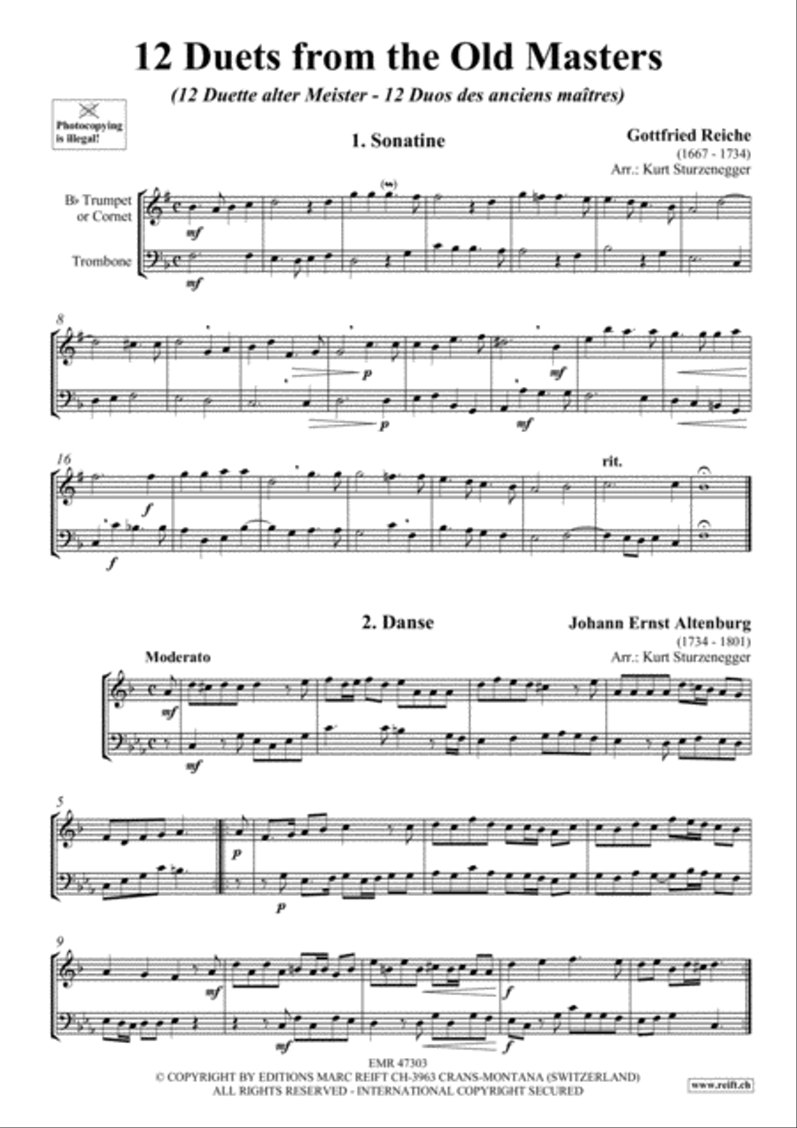 12 Duets from The Old Masters Trombone scores gallery preview page 3
