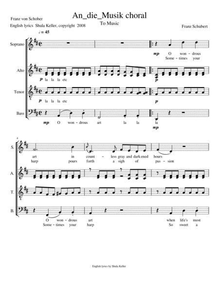 An die Musik  in English  for choir a cappella image number null