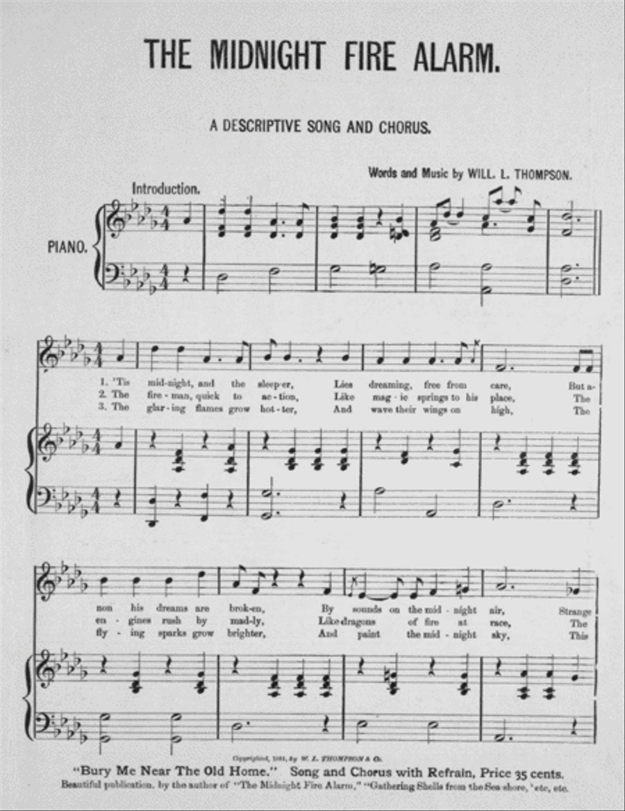 The Midnight Fire Alarm. A Descriptive Song & Chorus 4-Part scores gallery preview page 2