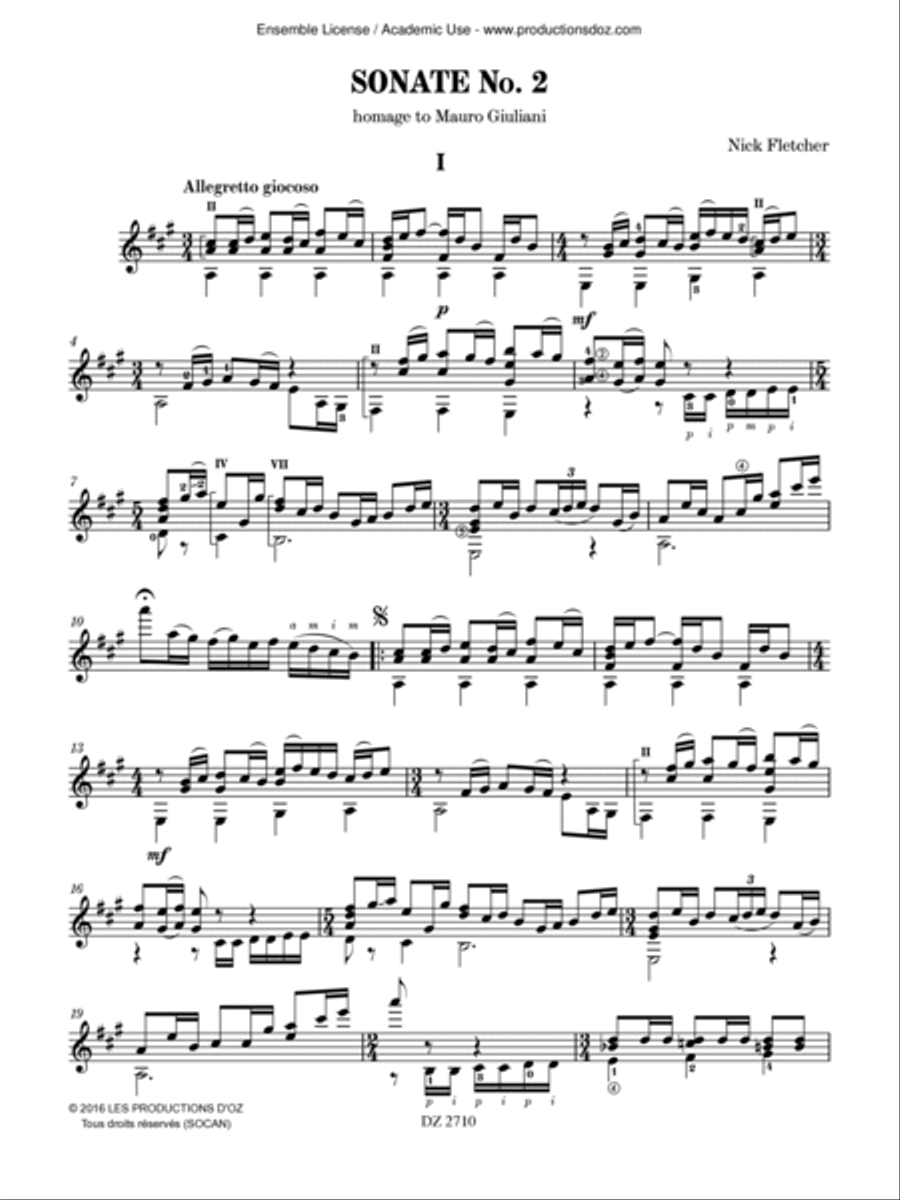 Sonata No. 2 Classical Guitar scores gallery preview page 2