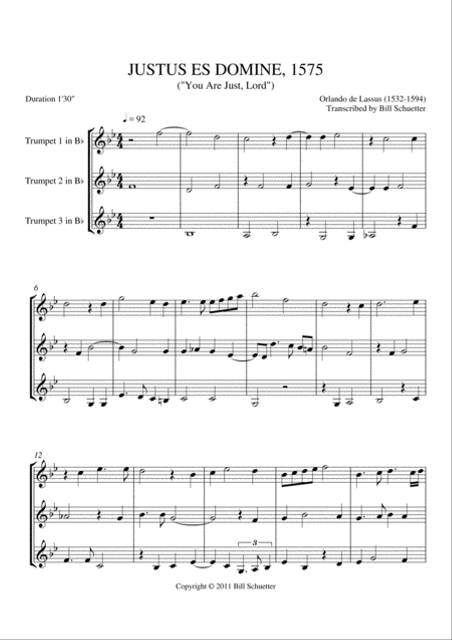 Justus Es, Domine Trumpet Trio scores gallery preview page 1
