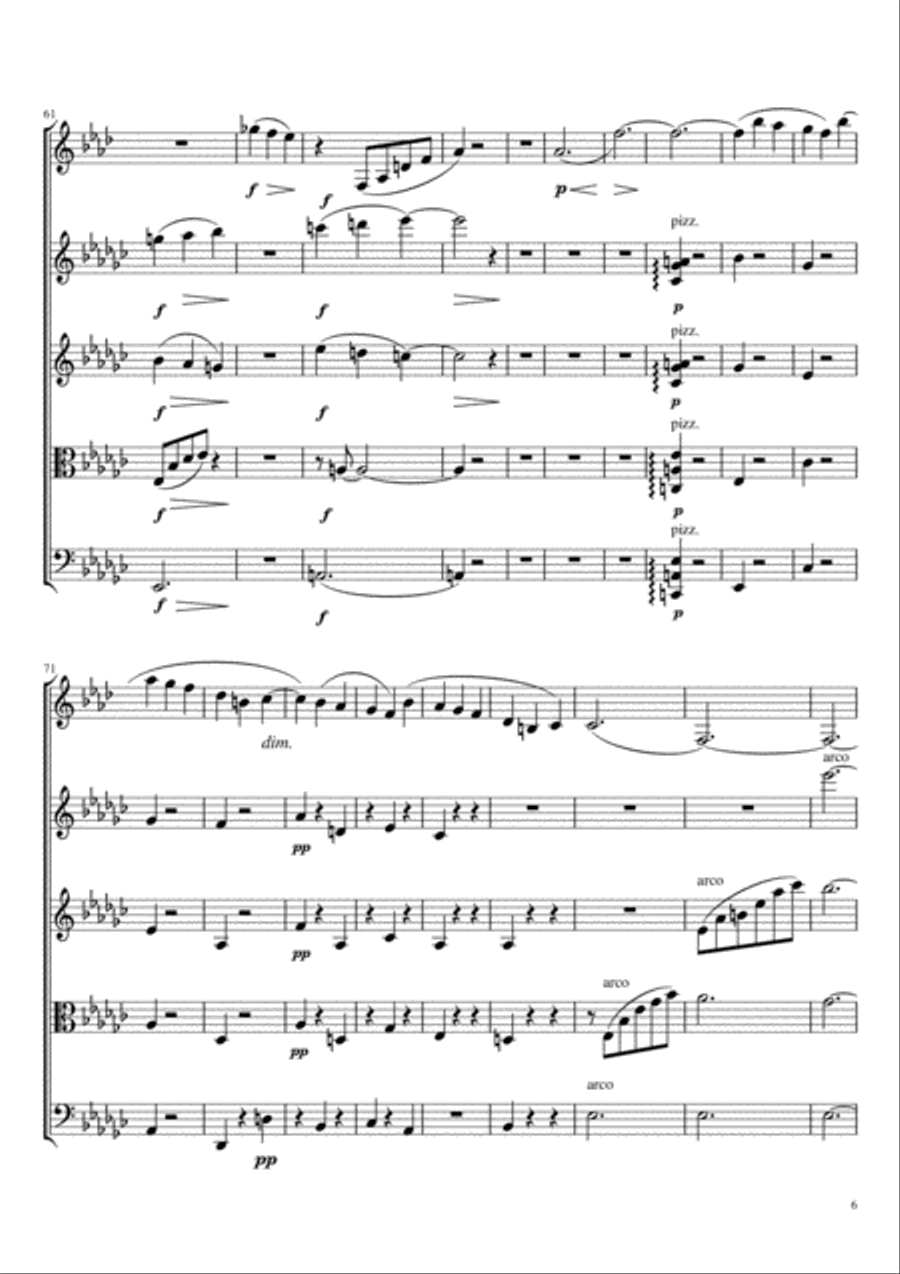 Brahms : Clarinet Sonata No.2, 2nd Movement (for Clarinet Quintet) Clarinet Quintet scores gallery preview page 6
