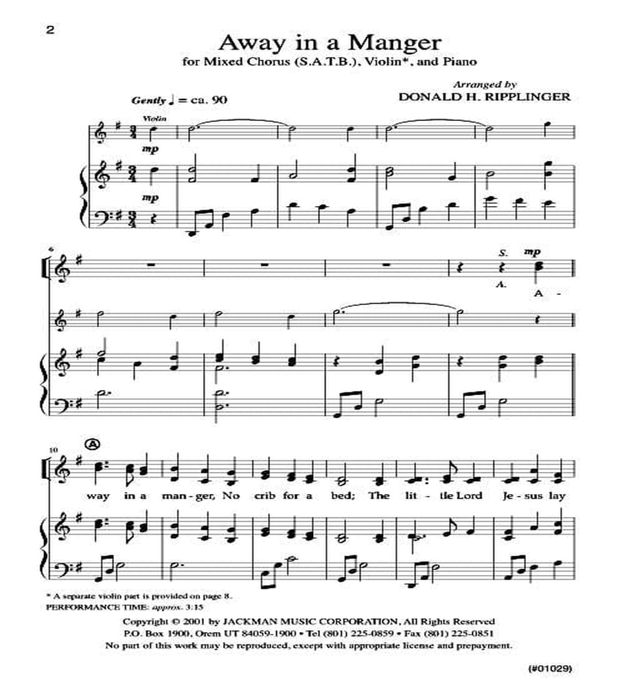 Away in a Manger - SATB Away in a Manger - SATB 4-Part scores gallery preview page 2