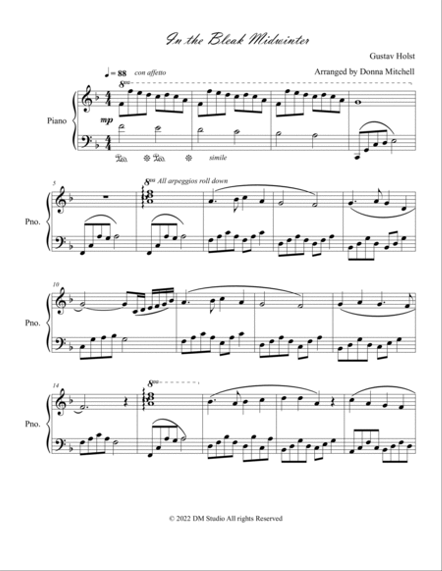 In the Bleak Midwinter Piano Solo scores gallery preview page 2