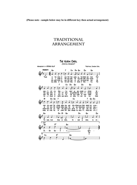 The Huron Carol ('Twas In The Moon Of Wintertime) - Lead sheet arranged in traditional and jazz styl