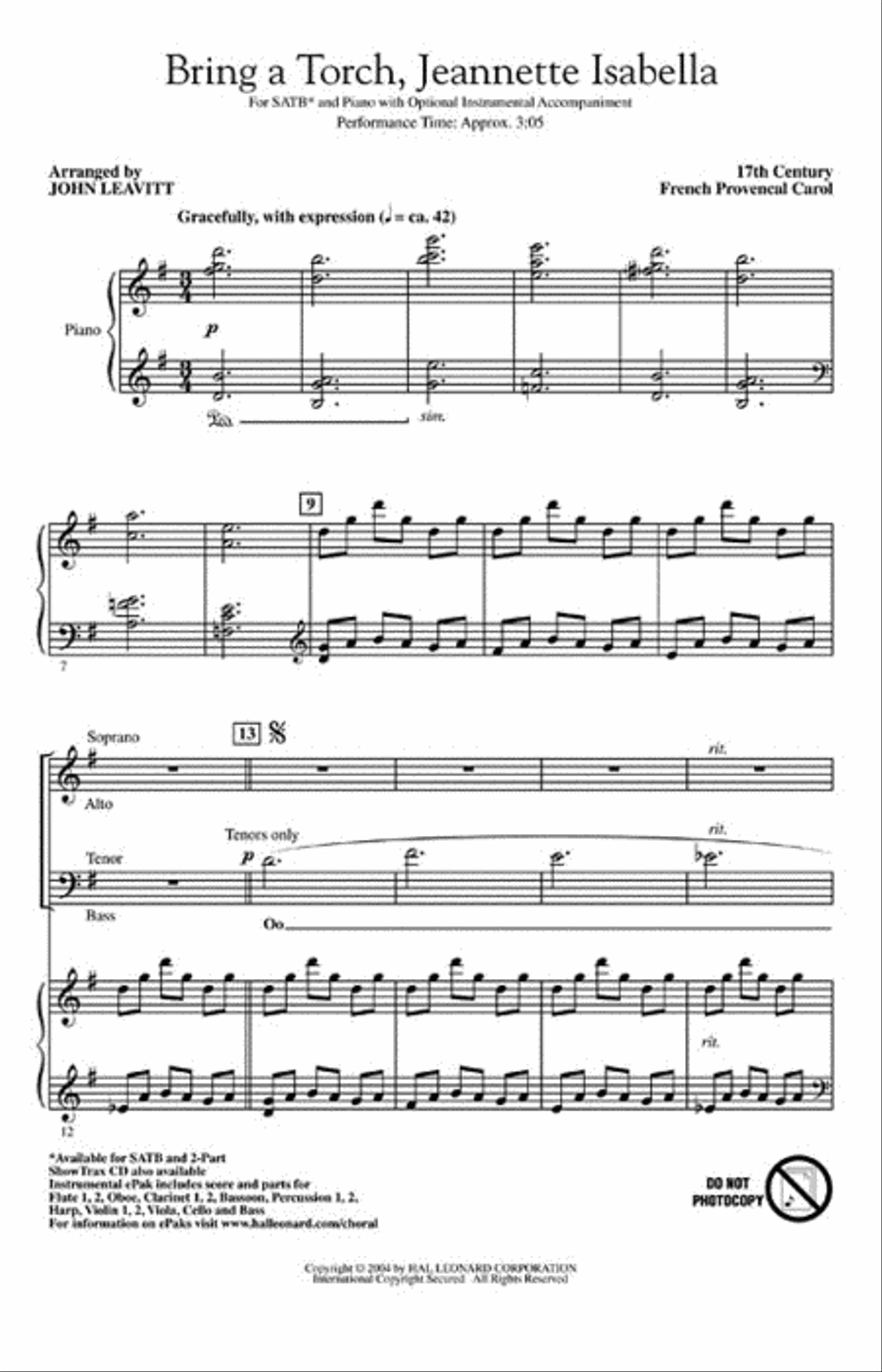 Bring a Torch, Jeanette Isabella 4-Part scores gallery preview page 2