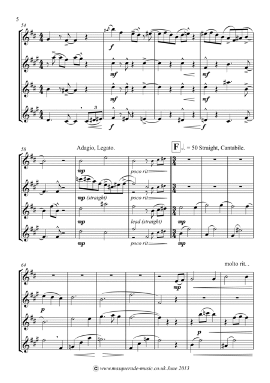 Saxofrolic (SATB Saxophone Quartet) Saxophone Quartet scores gallery preview page 6