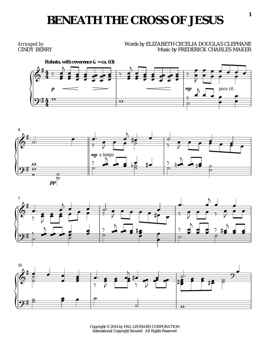 Beneath The Cross Of Jesus Piano Solo scores gallery preview page 1