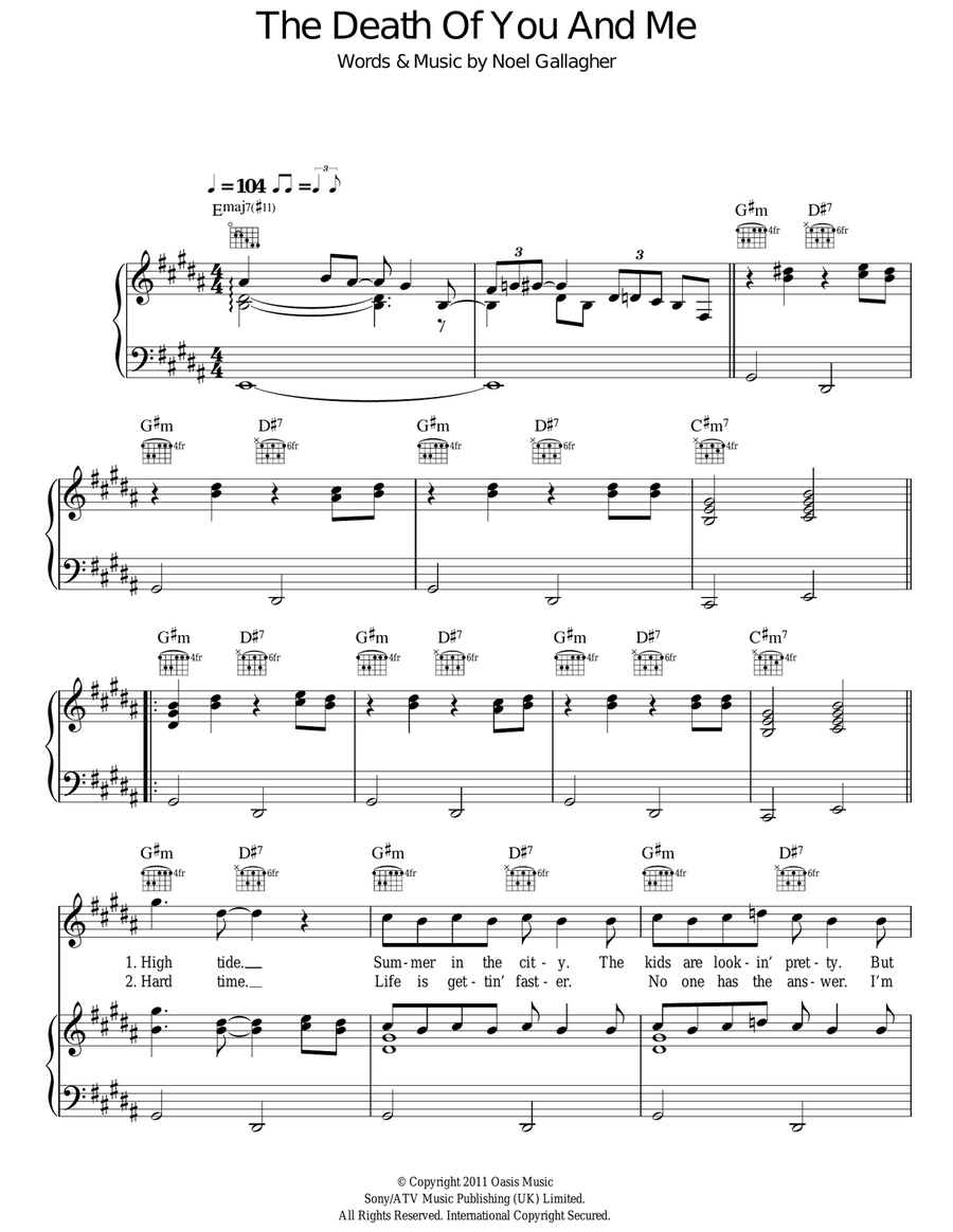 The Death Of You And Me The Death Of You And Me Acoustic Guitar scores gallery preview page 1