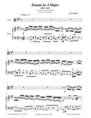 Book cover for BACH: Sonata BWV 1032 for Viola & Piano
