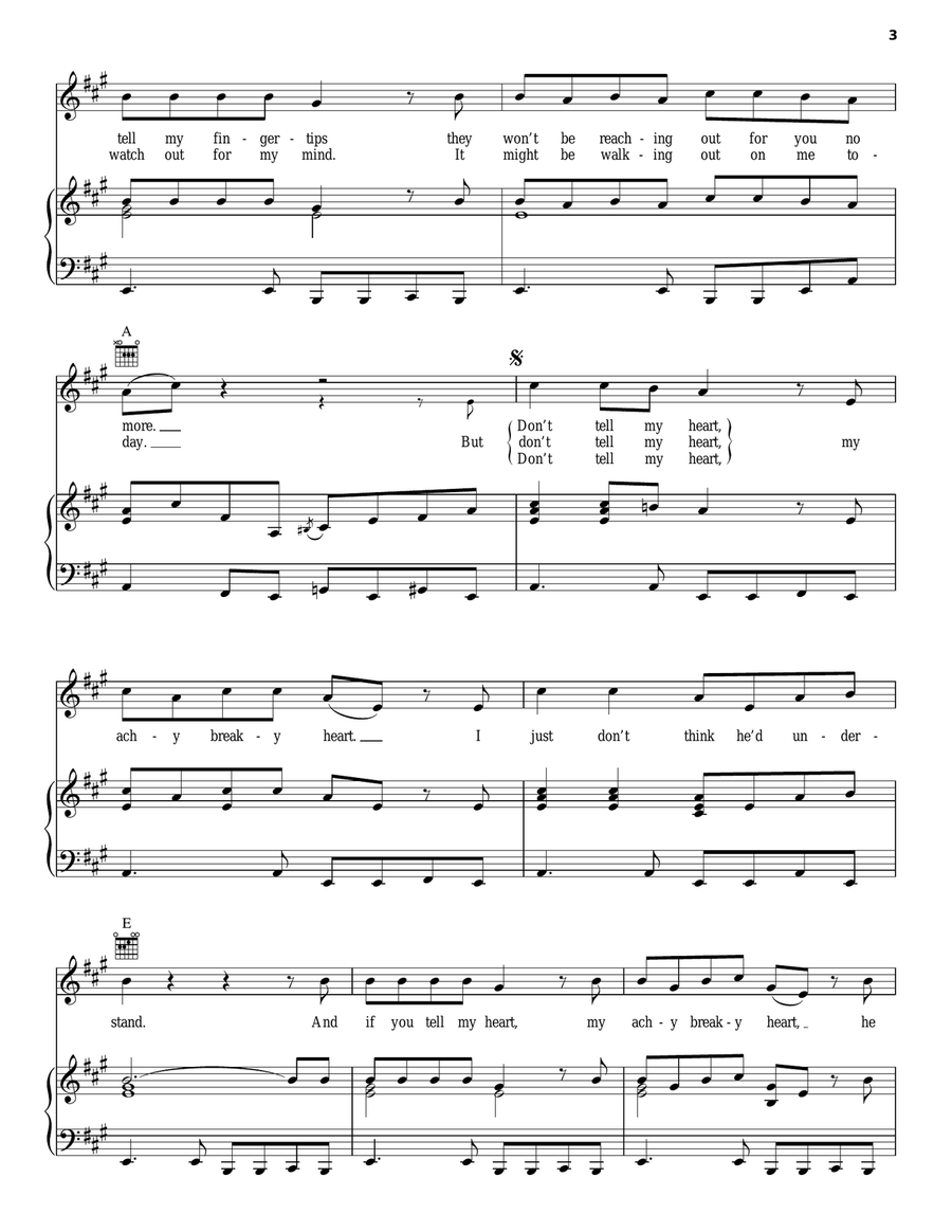 Achy Breaky Heart (Don't Tell My Heart) Piano, Vocal, Guitar scores gallery preview page 3